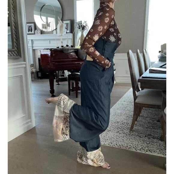 MSRP $69 NWT Upcycled Litz by UniqUSA Tencel Denim, Patchwork Wide Leg Size S - Picture 5 of 12